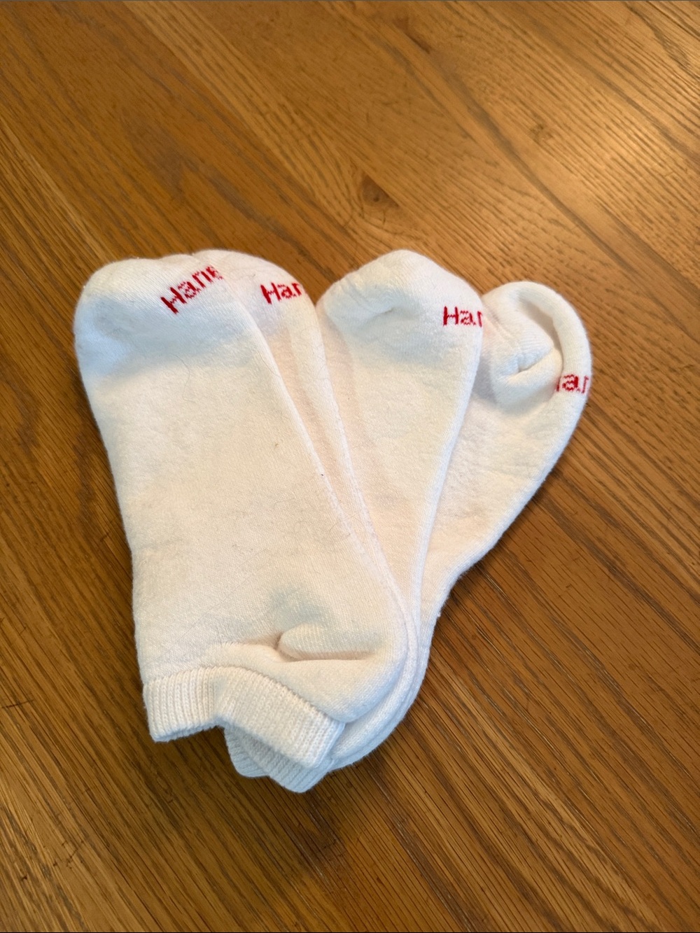 Hanes White Low-Cut Athletic No-Show Socks with Red Logo - 3 Pack